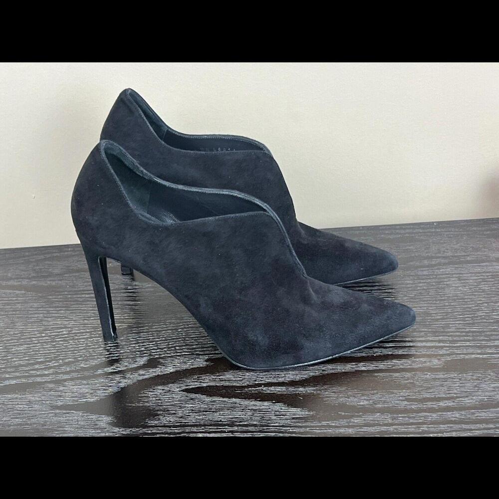 Stuartâ Weitzman Womens Suede Stiletto Heel Booties Black Size 6.5US
